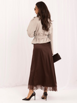Brązowa midi spódnica typu slip skirt 