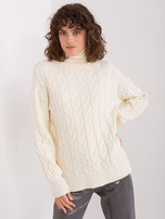 Ecru dzianinowy sweter z golfem