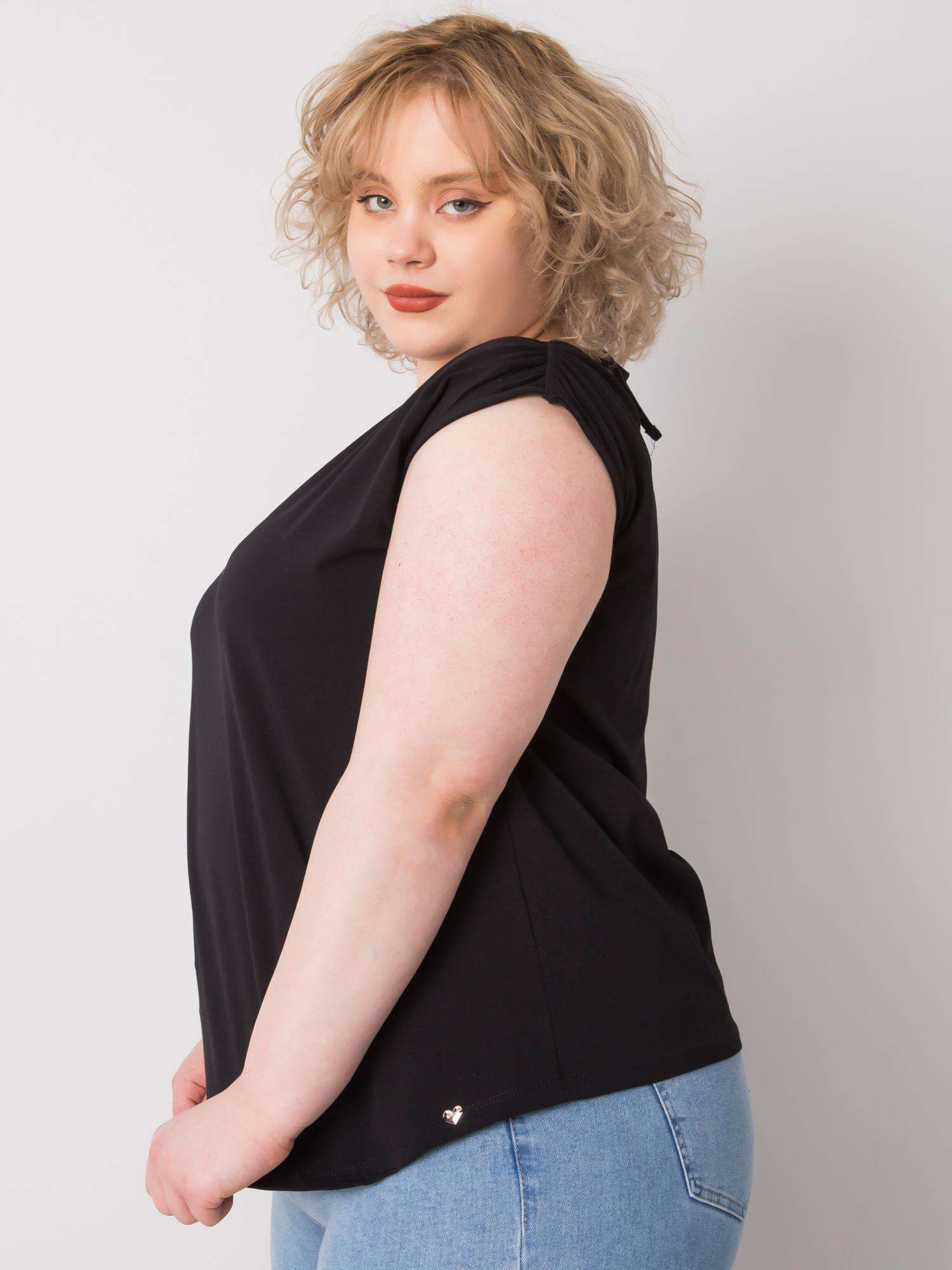 Czarna bluzka plus size z bawełny Penny