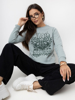 Pistacjowa damska bluza w prążek SUBLEVEL