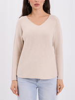 Beżowy dwustronny sweter basic