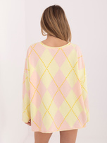 Pastelowa różowo-żółta bluza w geometryczny wzór
