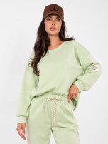 Pistacjowy dresowy komplet z bluzą oversize
