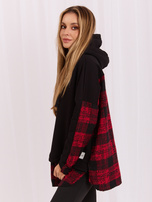 Czarno-czerwona bluza damska z kapturem Freyah RUE PARIS