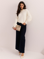 Ecru elegancki sweter typu polo