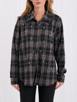 Czarna flanelowa koszula oversize w kratę