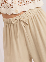 Beżowe letnie spodnie wide leg 