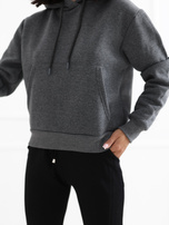 Ciemnoszara dresowa bluza basic z kapturem RUE PARIS