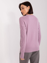 Fioletowy damski sweter w warkocze