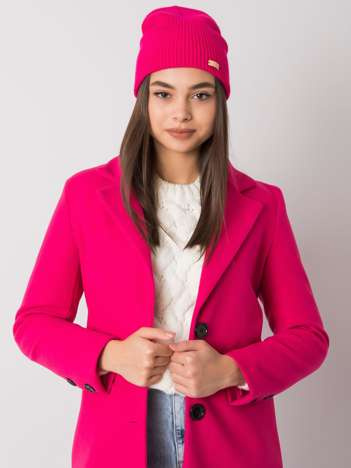 Fuksjowa dzianinowa czapka beanie RUE PARIS