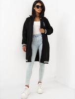 Czarna długa bluza rozpinana z naszywką Lucia RUE PARIS