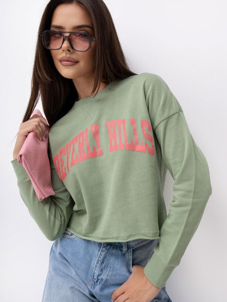 Pistacjowa bluza z kontrastowym napisem SUBLEVEL