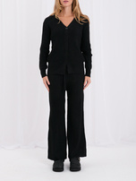 Czarny sweterkowy komplet z kardiganem 
