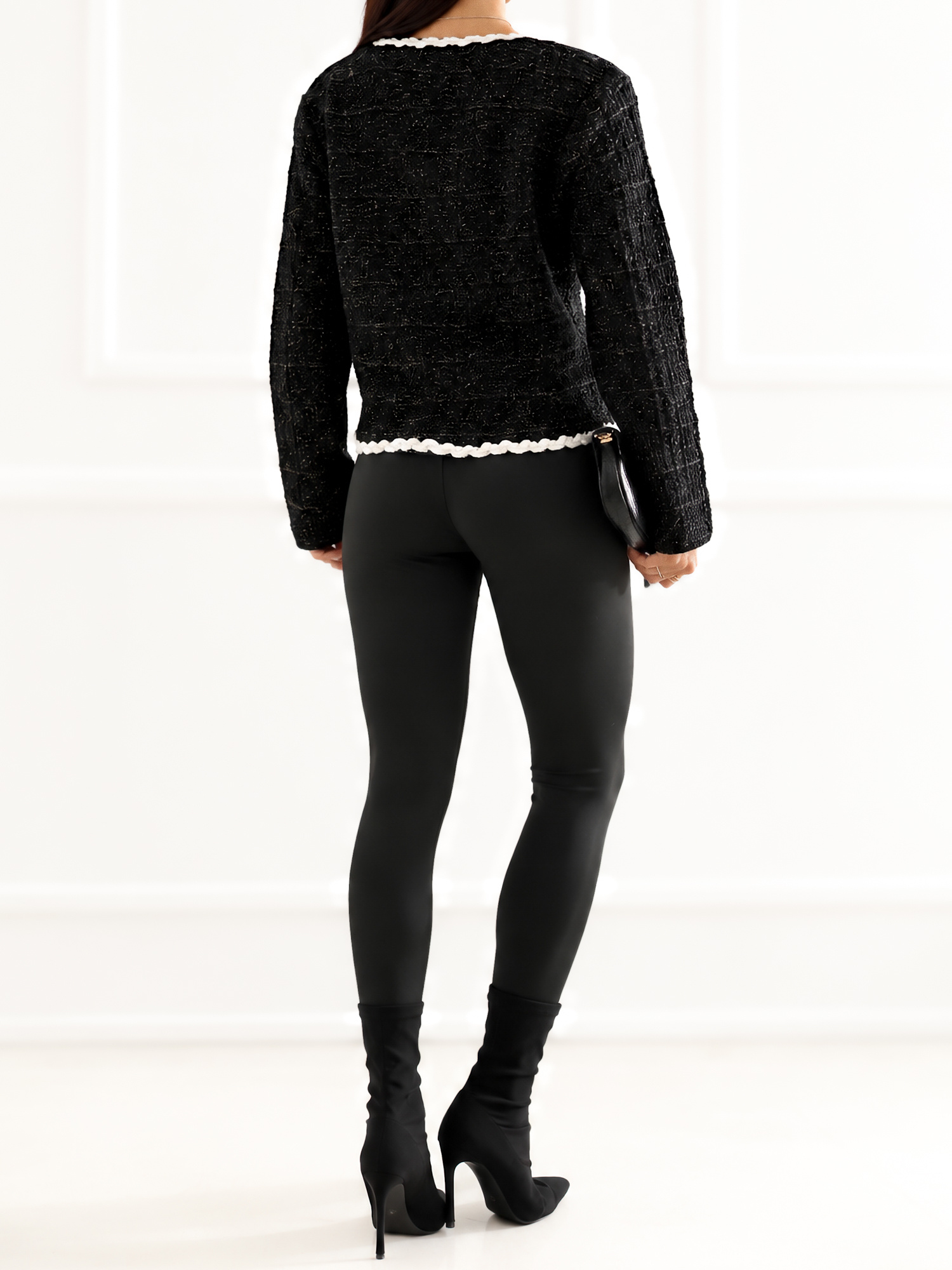 Czarny elegancki kardigan w strukturalny splot