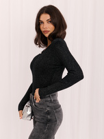 Czarny elegancki sweter z błyszczącą nitką