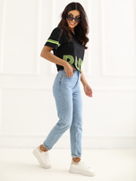 Czarny t-shirt z bawełny Marlene
