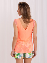 Fluo różowy top z koronką Sapphire