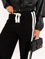 Czarne casualowe spodnie wide leg ze sztruksu