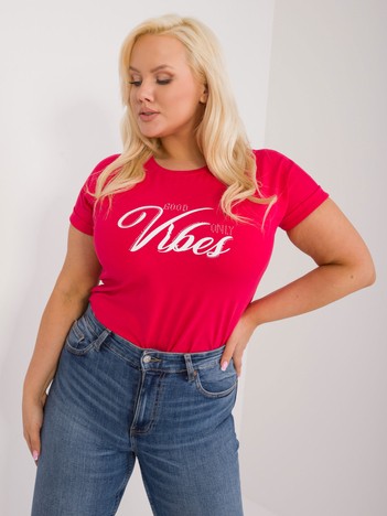 Czerwony damski t-shirt plus size z nadrukiem