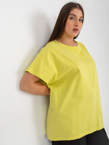 Jasnolimonkowy bawełniany t-shirt damski plus size basic 