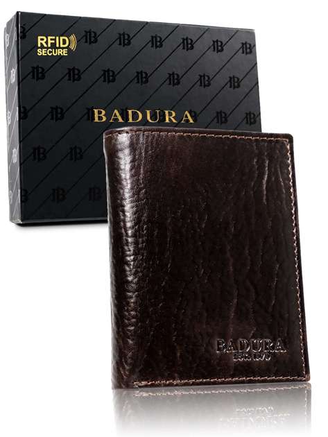 Brązowy portfel męski ze skóry BADURA