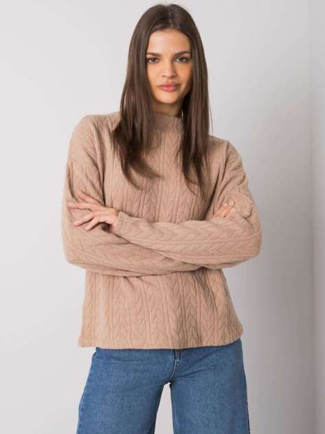 Ciemnobeżowy sweter w drobny wzór Brailey RUE PARIS