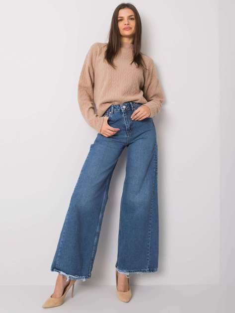 Ciemnoniebieskie szerokie spodnie jeansowe Lunnaria