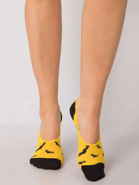 Czarno-żółte skarpetki stopki we wzory