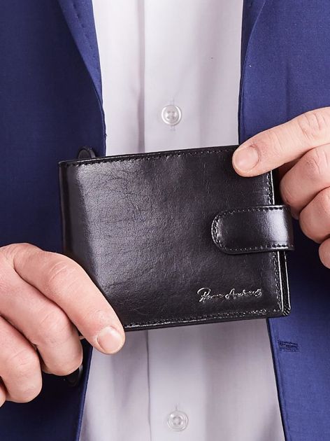 Czarny poziomy elegancki portfel dla mężczyzny