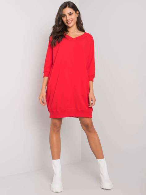 Czerwona sukienka basic z bawełny Salerno