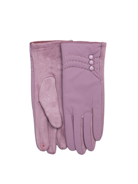 Fioletowe rękawiczki zimowe z guzikami