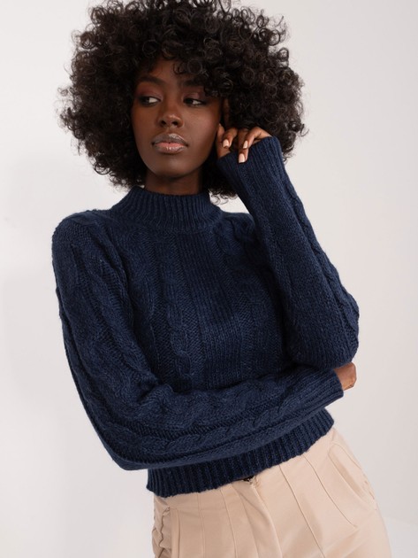 Granatowy damski sweter w warkocze MAYFLIES