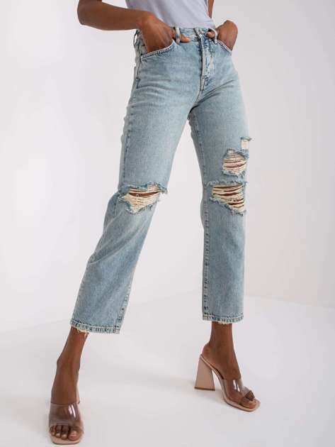 Jasnoniebieskie proste jeansy damskie Alexis RUE PARIS