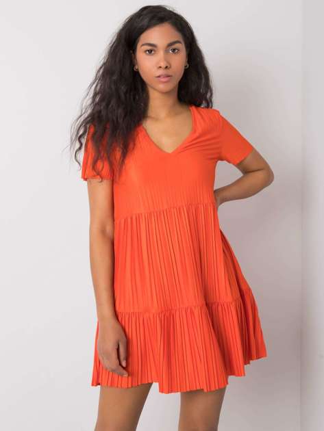 Pomarańczowa sukienka plisowana Yazmin RUE PARIS