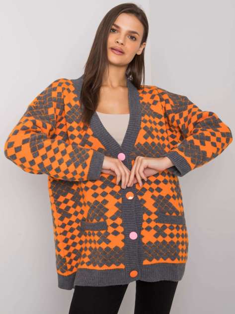 Pomarańczowo-szary sweter na guziki Janaya RUE PARIS