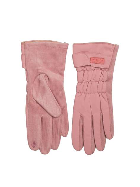 Różowe rękawiczki na zimę dotykowe 