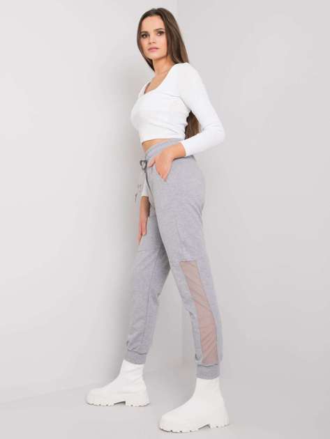 Szare melanżowe bawełniane spodnie dresowe Susan 