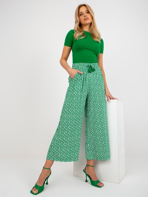Zielone materiałowe spodnie palazzo z kieszeniami SUBLEVEL