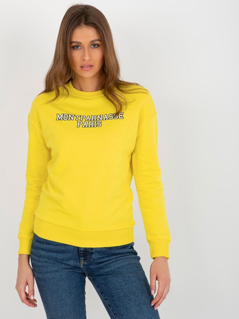 Żółta dresowa bluza bez kaptura z nadrukiem 